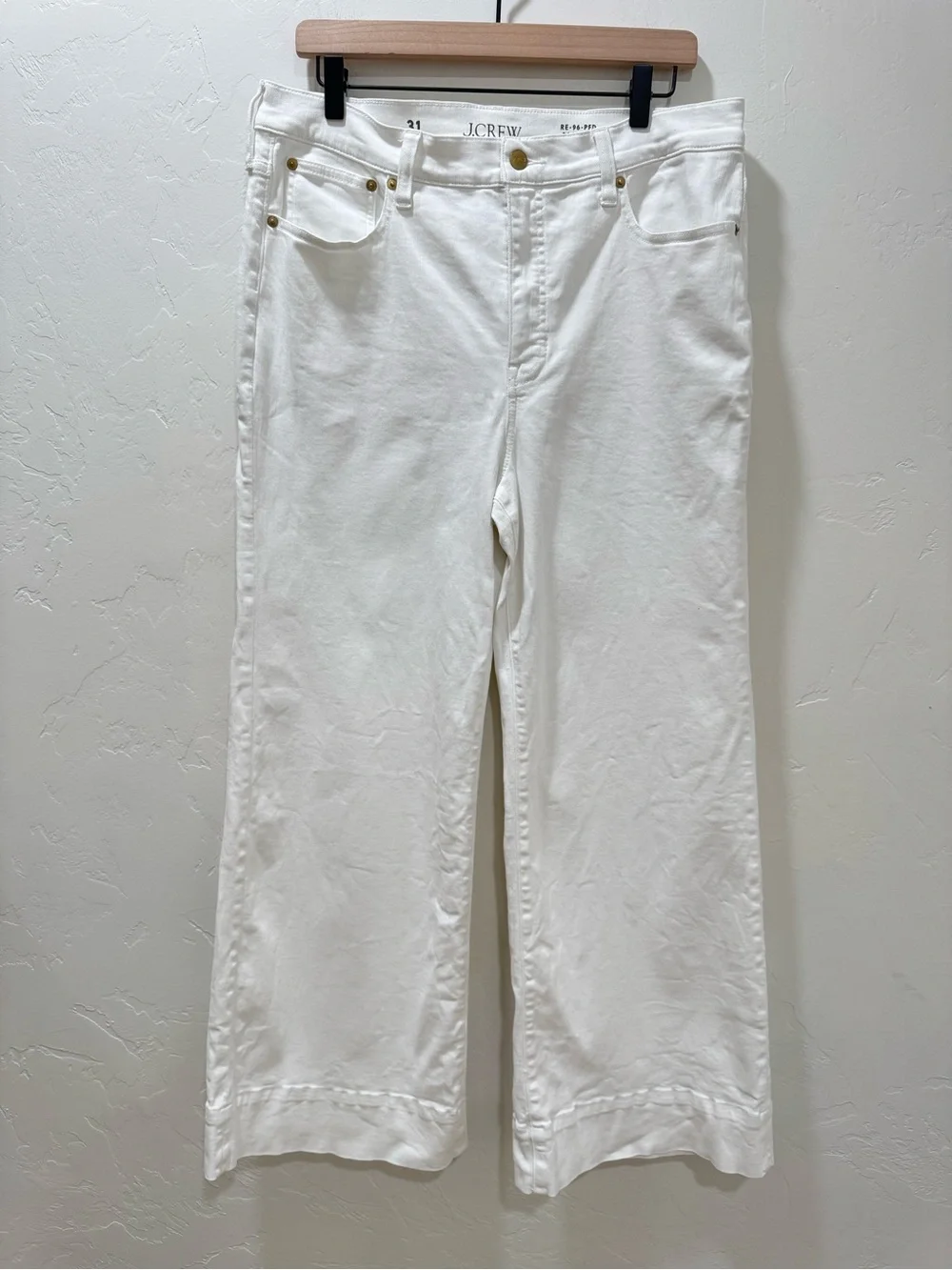 J. Crew High-Rise Wide Leg Denim Trouser Jean White Women's 31 CH679